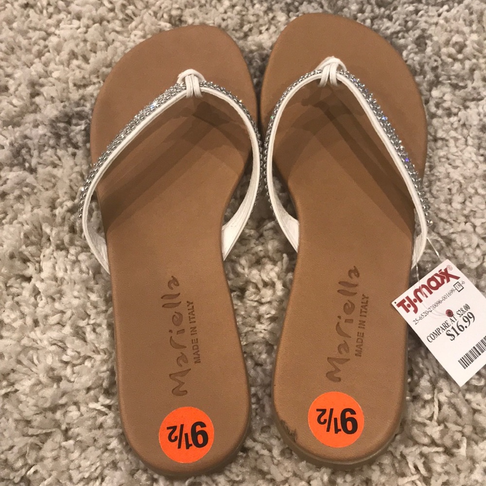 NWT White crystal sandals